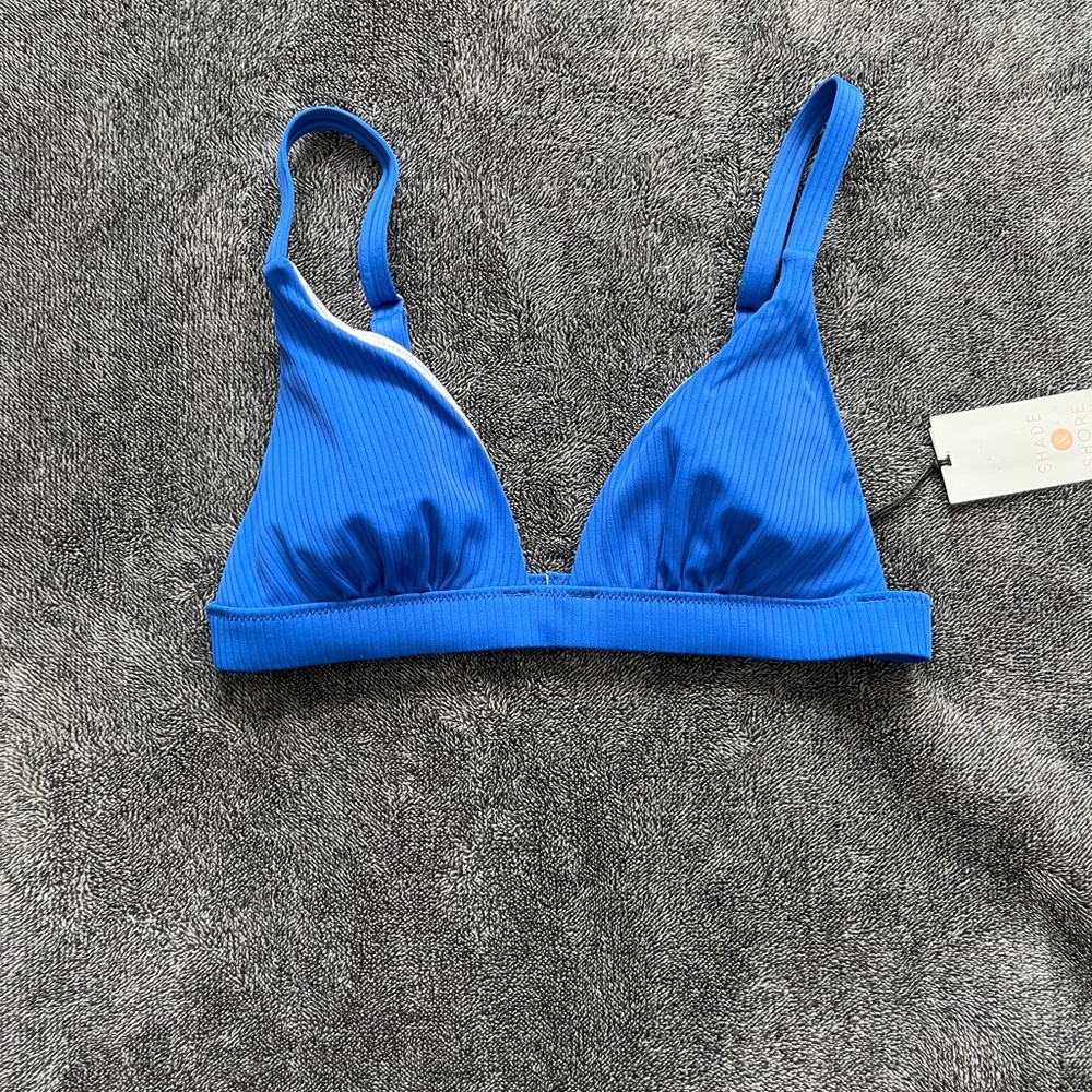 Shade & Shore Blue Ribbed Triangle Bikini